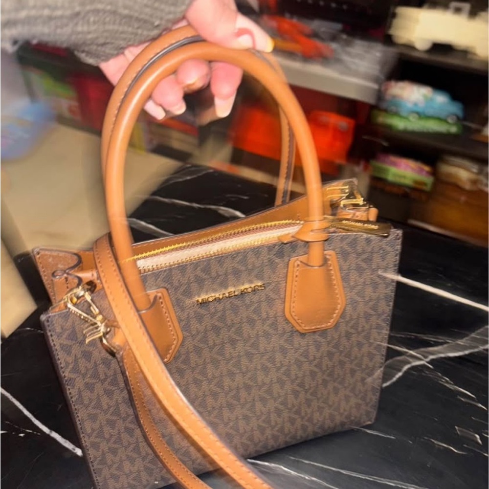 Michael Kors Brown Mini Bag with Leather Accents